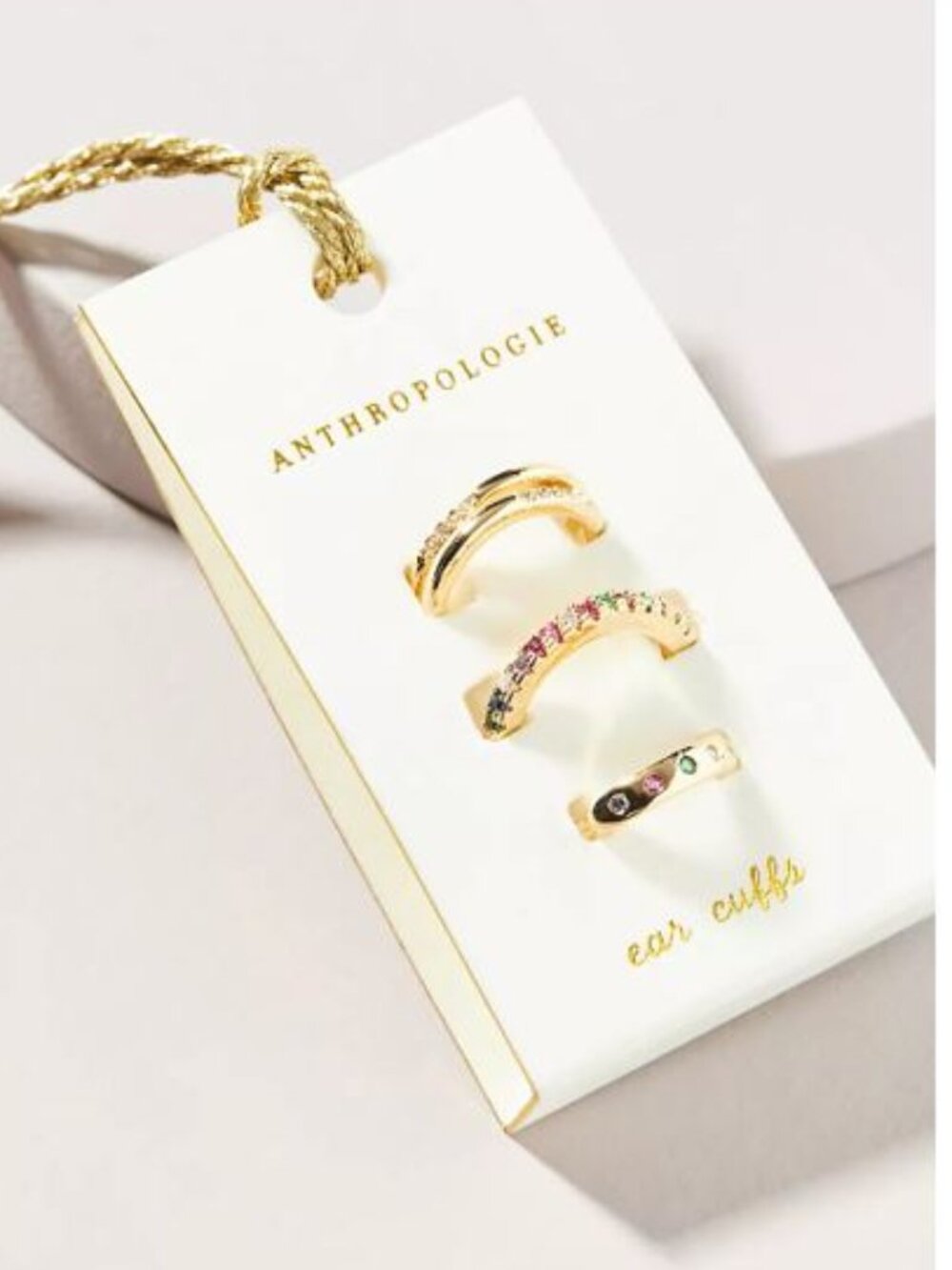 Anthropologie Glimmer Ear Cuff Set - Set of Three Cuff in Gold-Plated Brass-NWOT